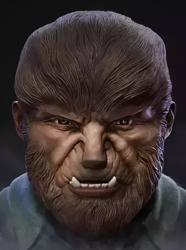Wolfman bust statue