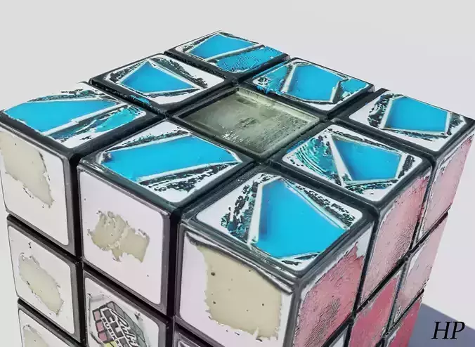 Rubics Cube dirty and repared Low-poly 3D model