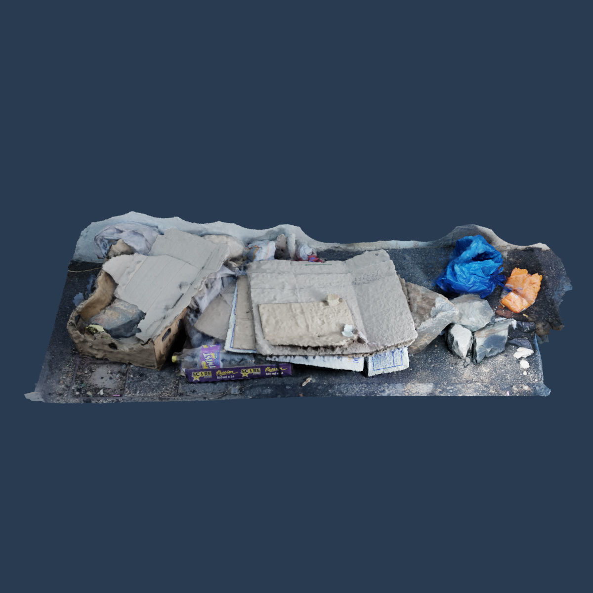 Raw Scan - Rubbish trash litter environment scatter 3D model_1
