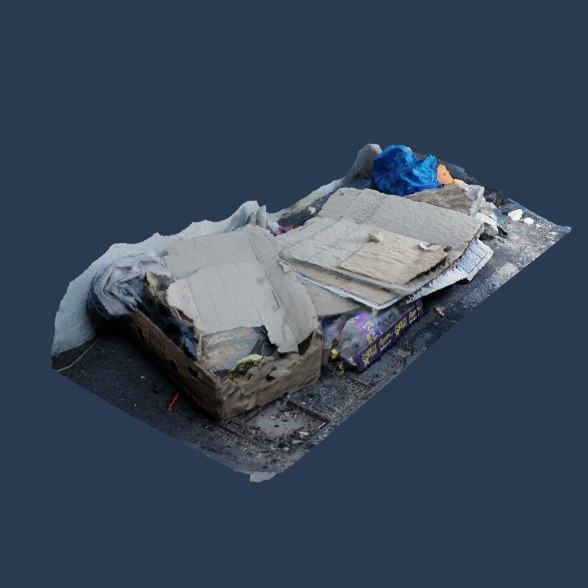 Raw Scan - Rubbish trash litter environment scatter 3D model_4