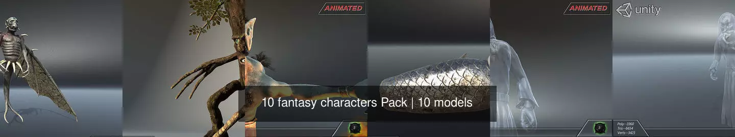 10 fantasy characters Pack 3D Model Collection_0