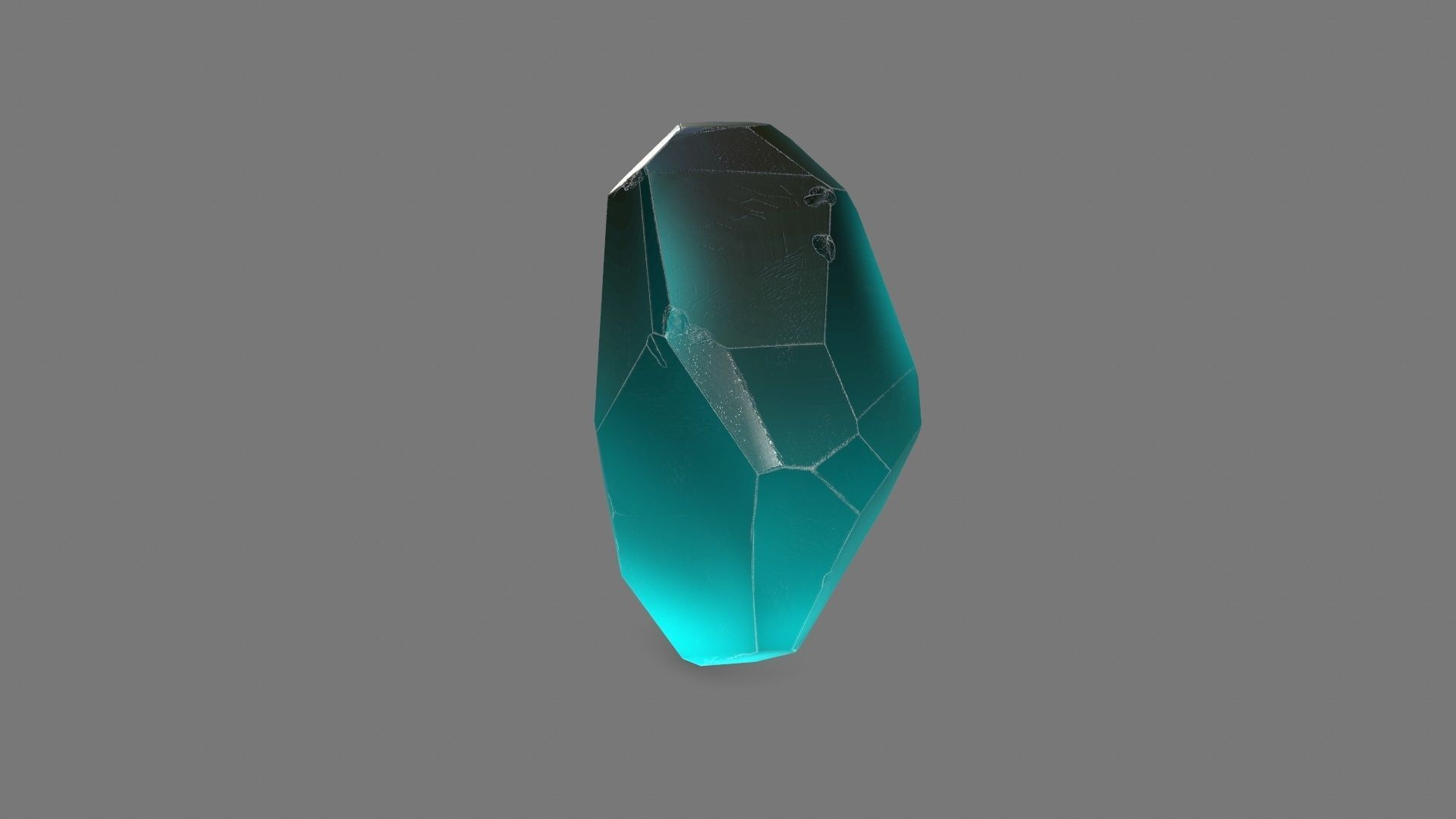 Crystal piece of turquoise glass Low-poly 3D model_2