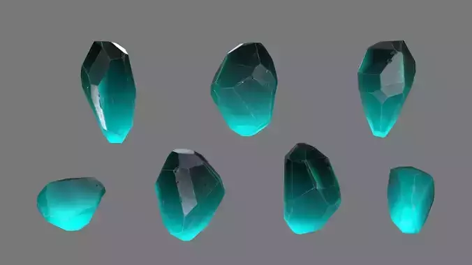 Crystal piece of turquoise glass Low-poly 3D model