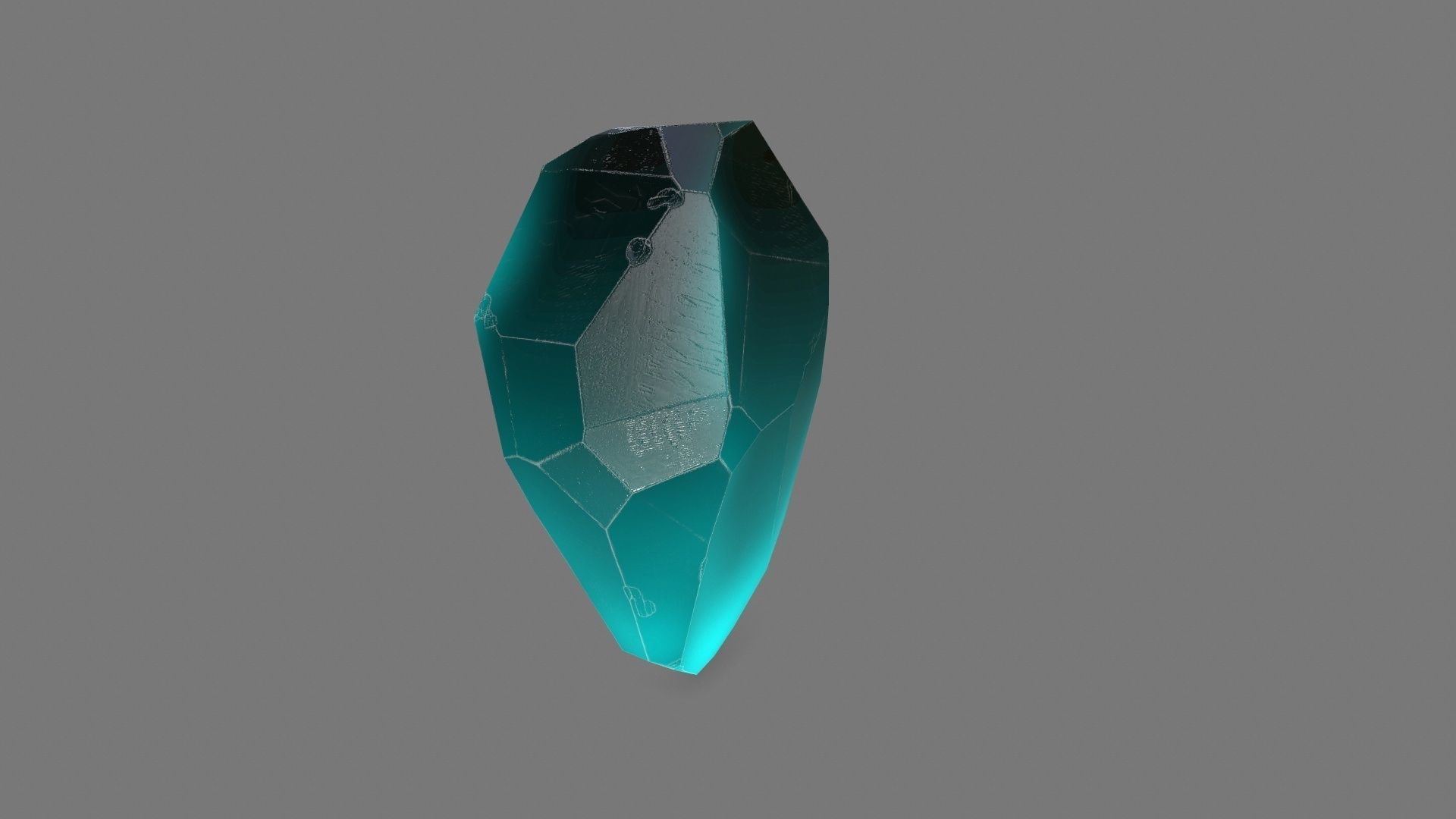 Crystal piece of turquoise glass Low-poly 3D model_1