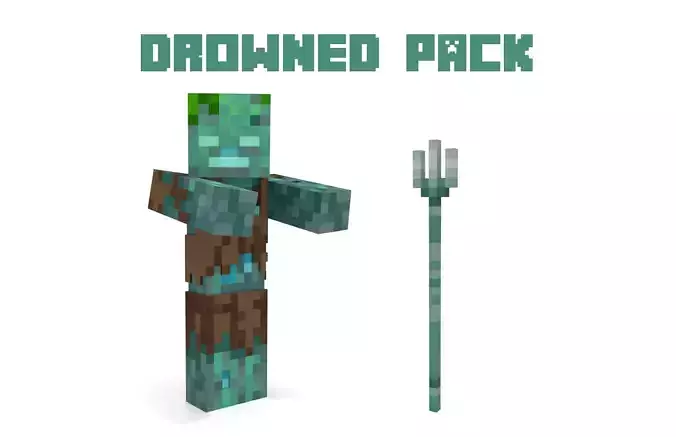 Minecraft Drowned PACK 3D Model Collection