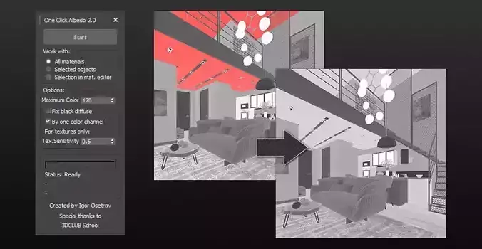 One Click Albedo for Corona render 3D model