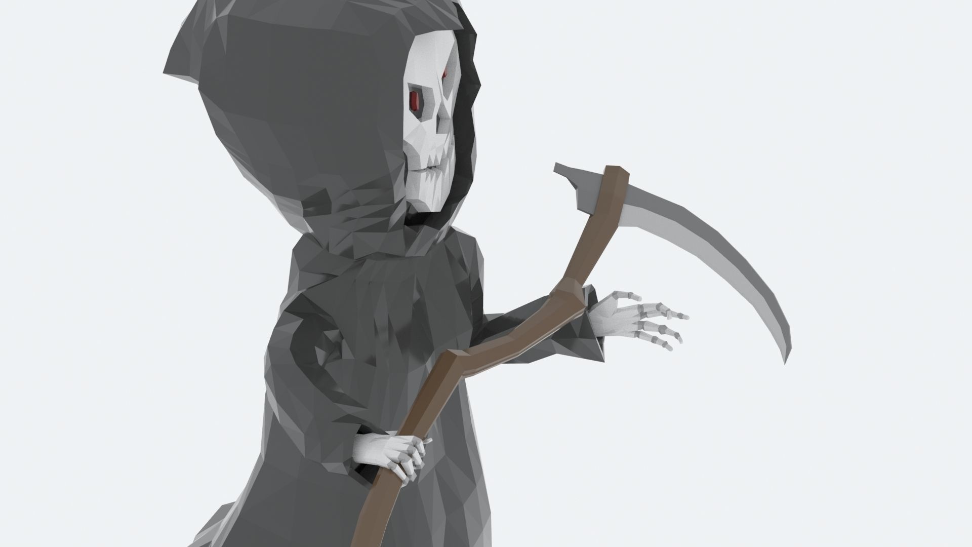 Lowpoly Polygon Grim Reaper Character Low-poly 3D model_7