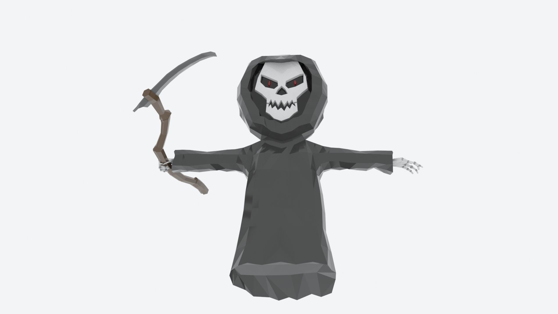 Lowpoly Polygon Grim Reaper Character Low-poly 3D model_14