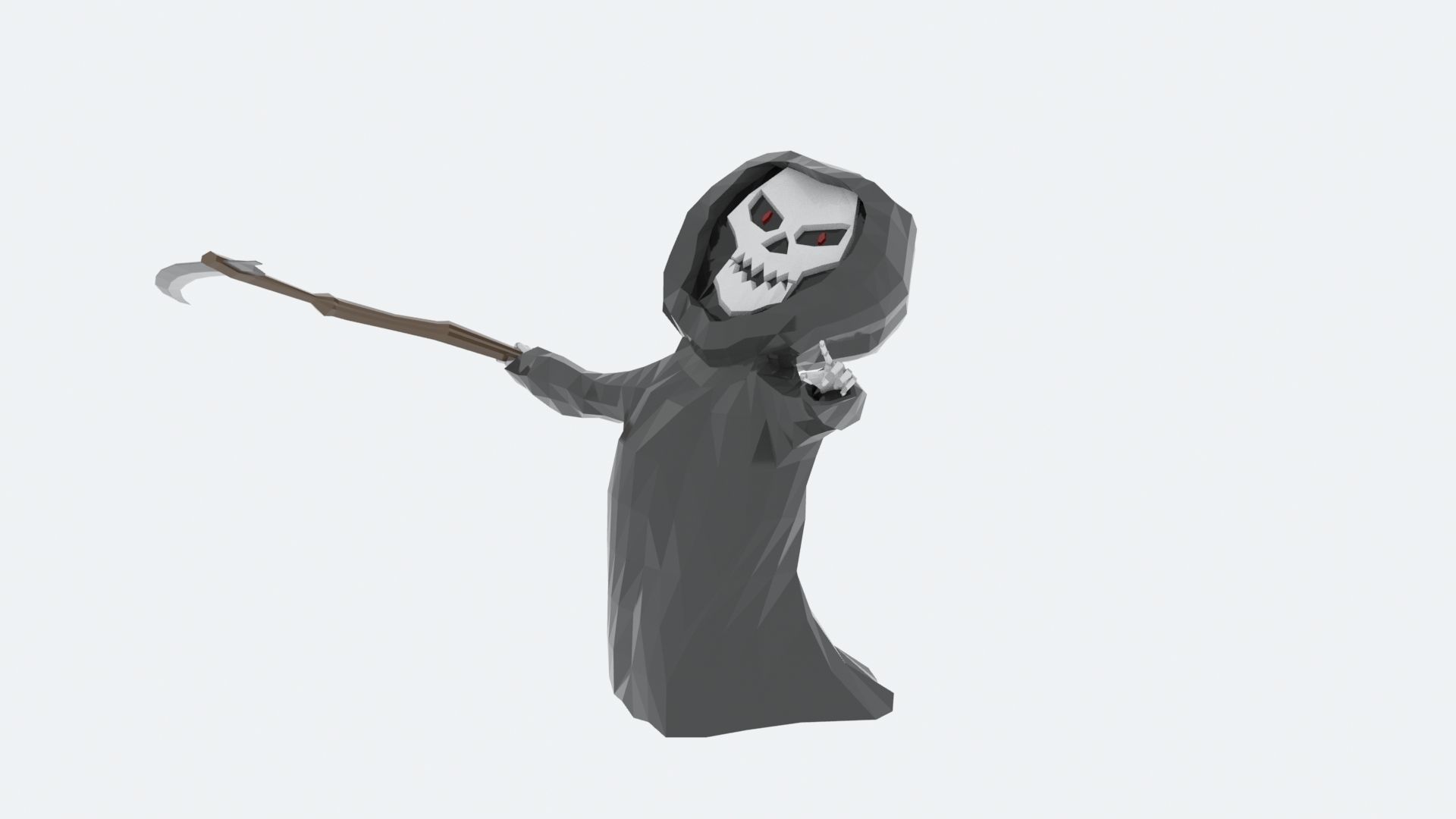 Lowpoly Polygon Grim Reaper Character Low-poly 3D model_9