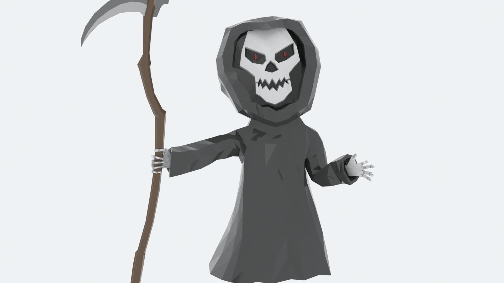 Lowpoly Polygon Grim Reaper Character Low-poly 3D model_1