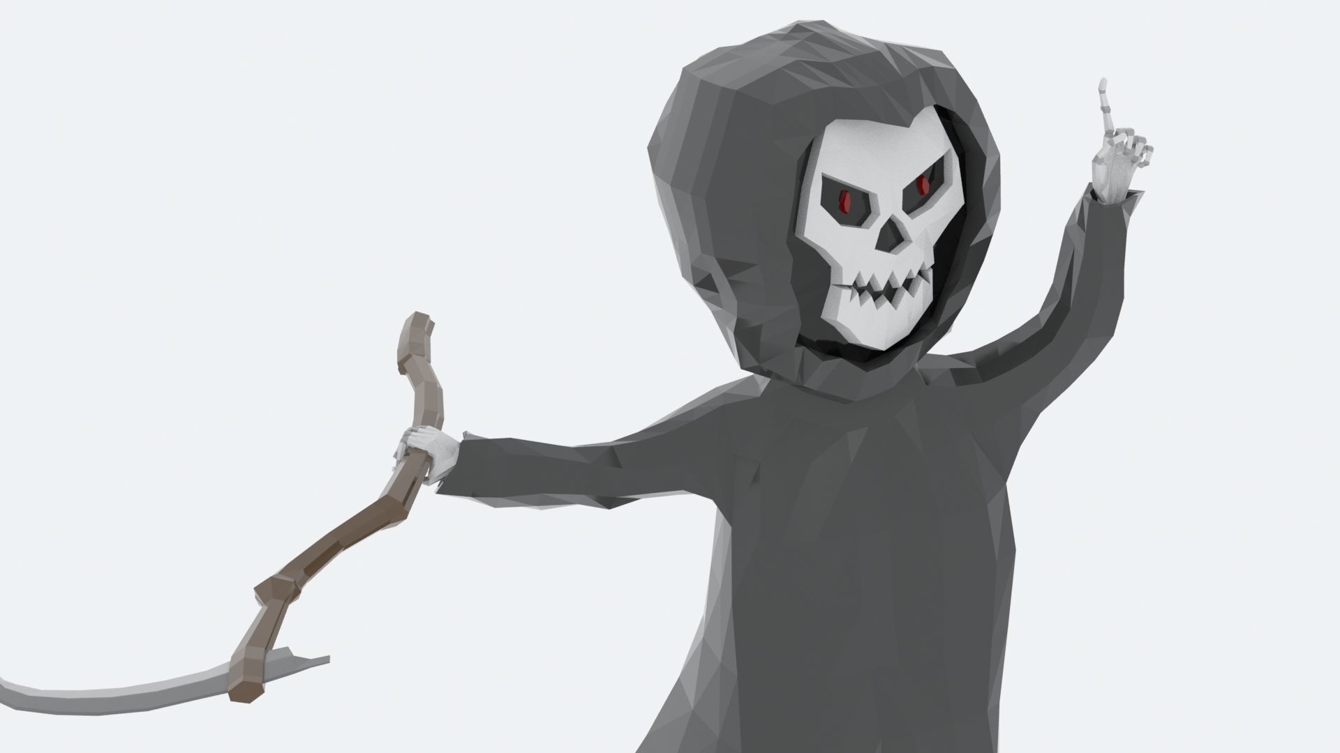 Lowpoly Polygon Grim Reaper Character Low-poly 3D model_4