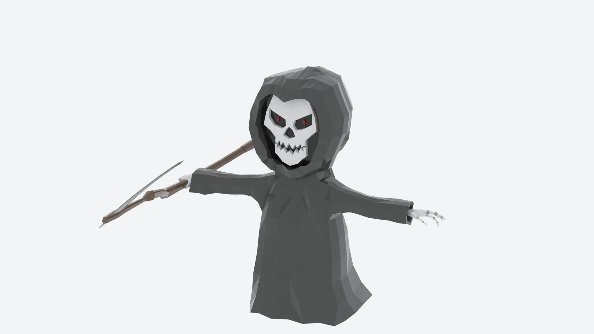 Lowpoly Polygon Grim Reaper Character Low-poly 3D model_13