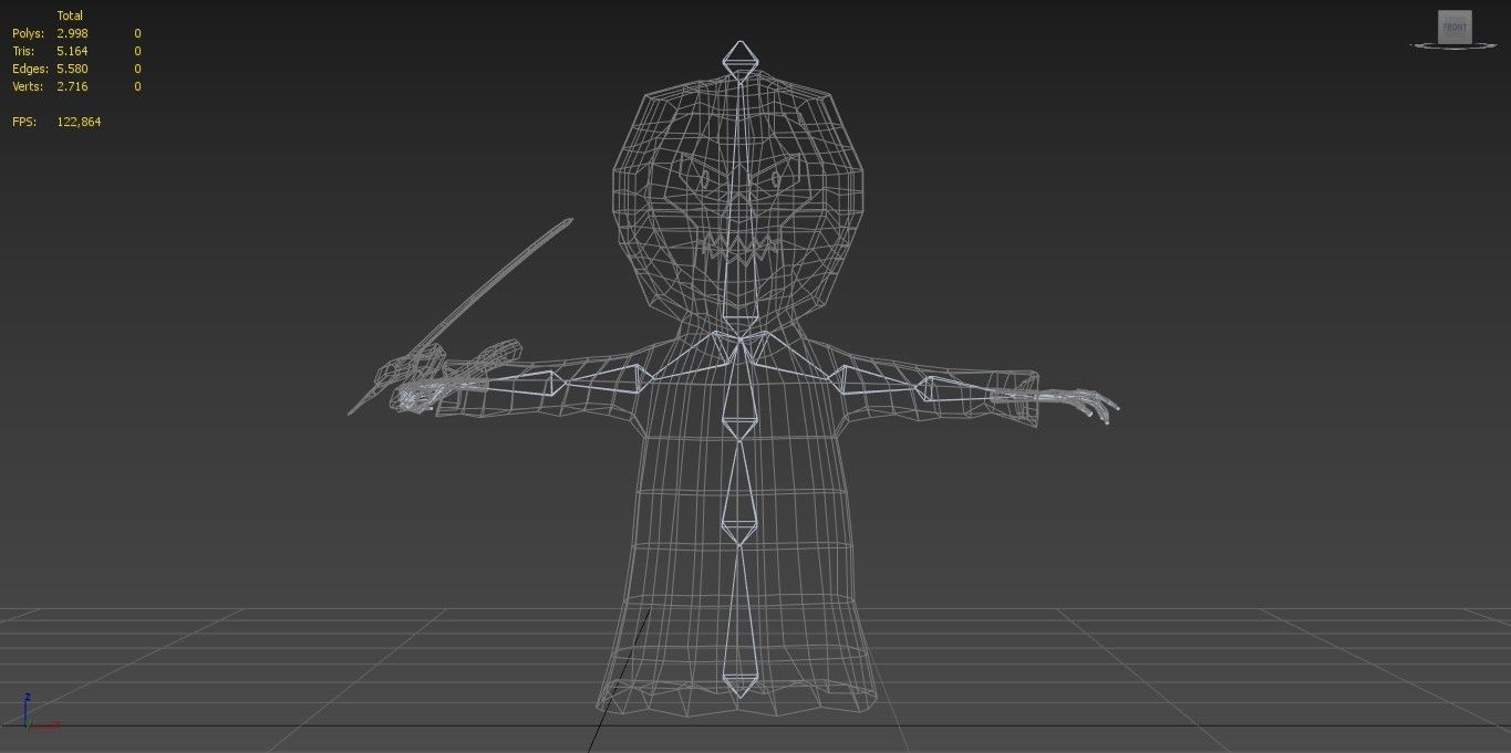 Lowpoly Polygon Grim Reaper Character Low-poly 3D model_16