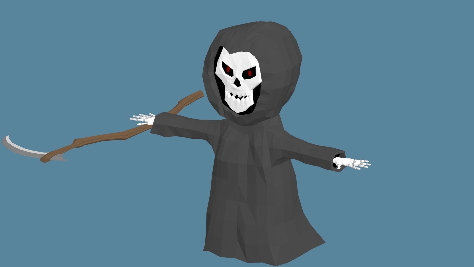 Lowpoly Polygon Grim Reaper Character Low-poly 3D model_20