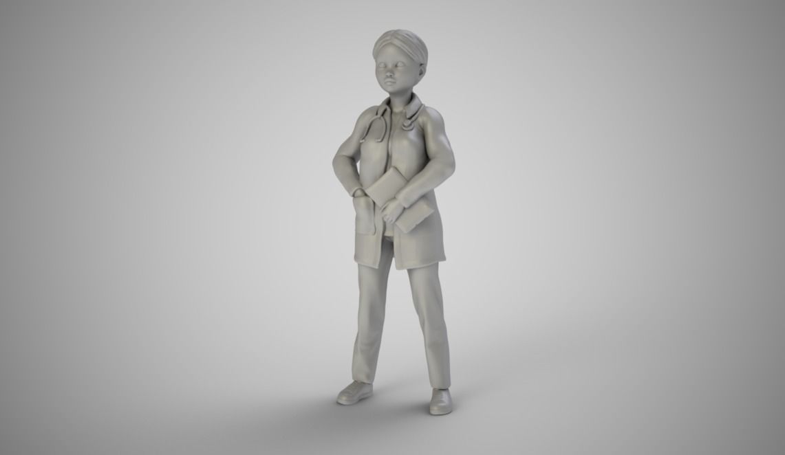 Doctor girl 3D print model_1