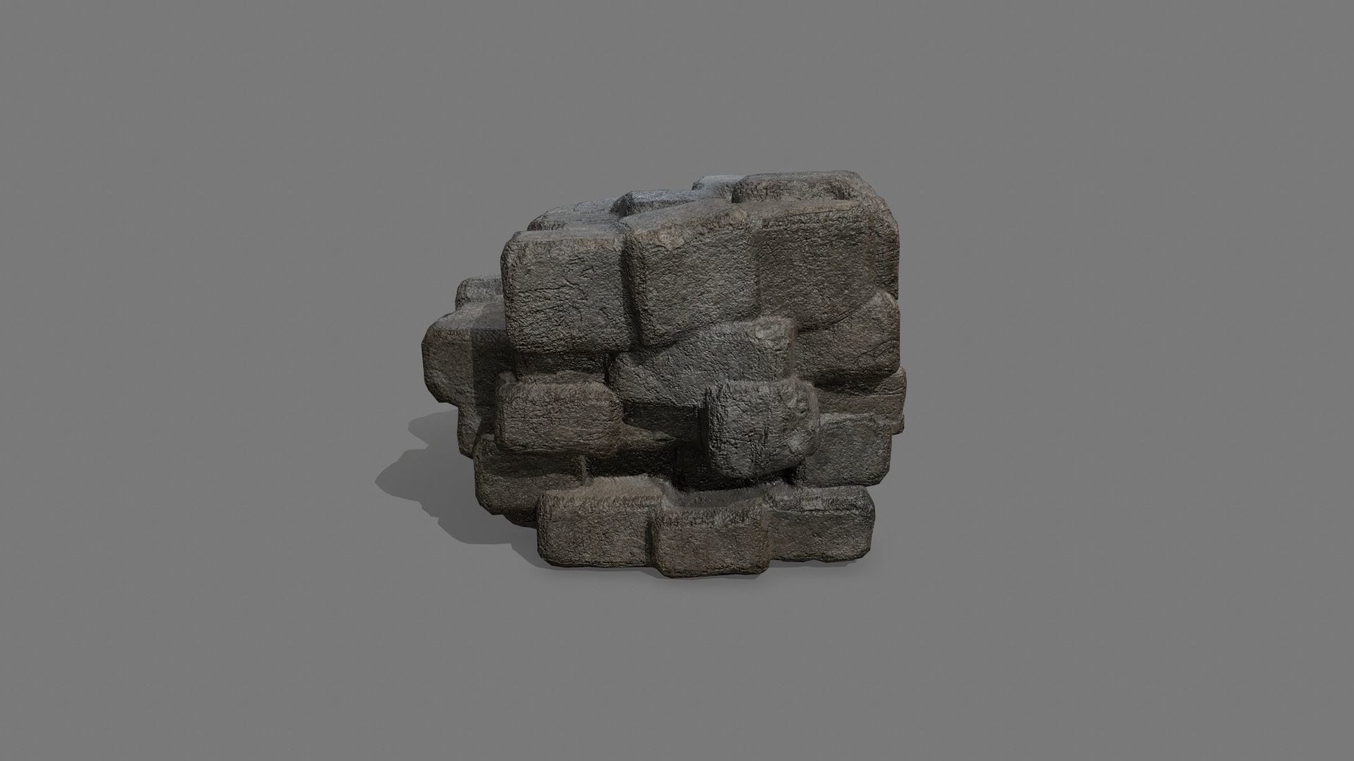 Stone Set block Low-poly 3D model_9