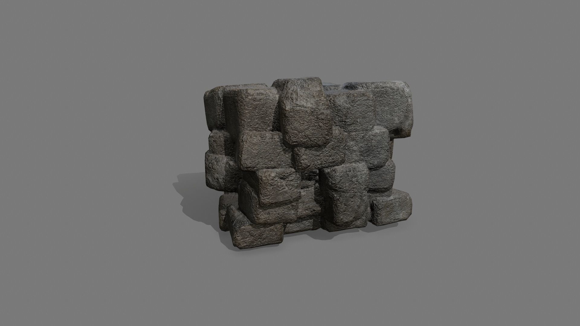 Stone Set block Low-poly 3D model_8