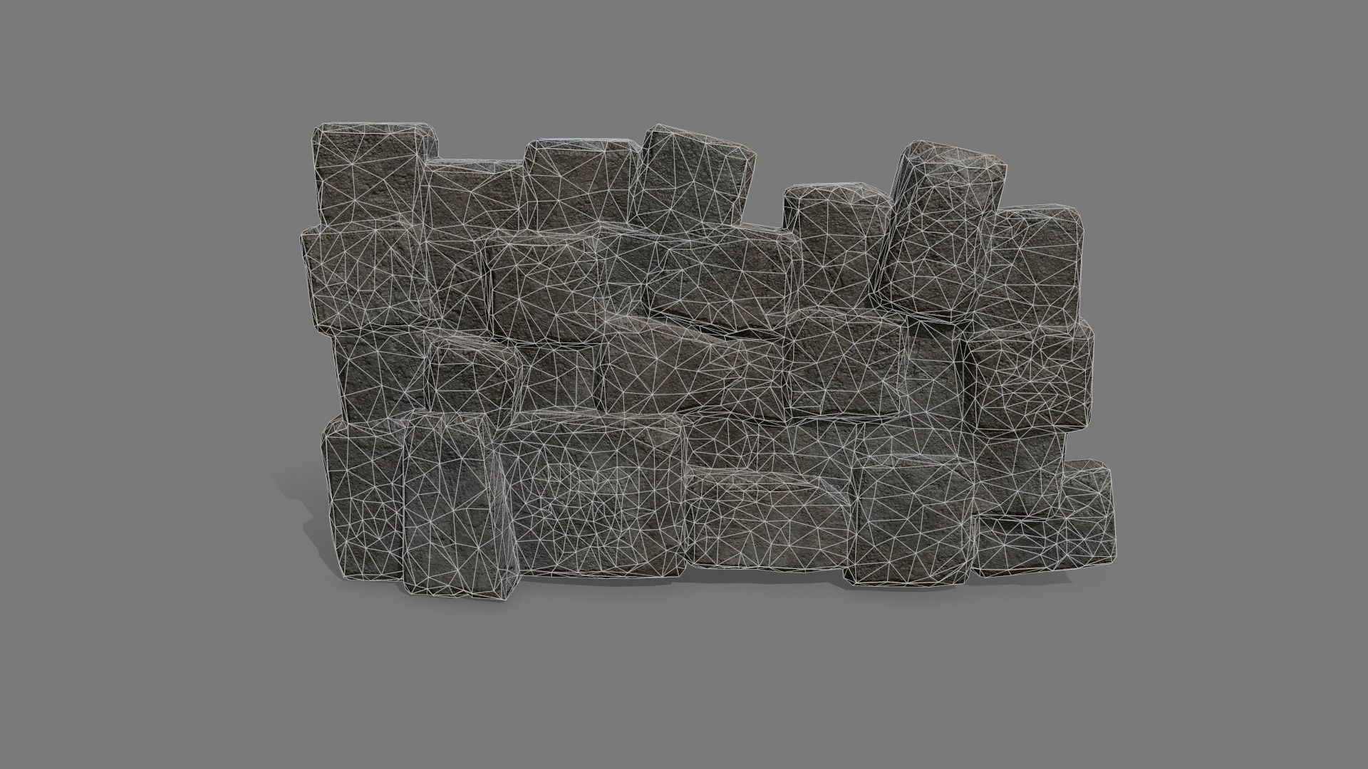 Stone Set block Low-poly 3D model_6