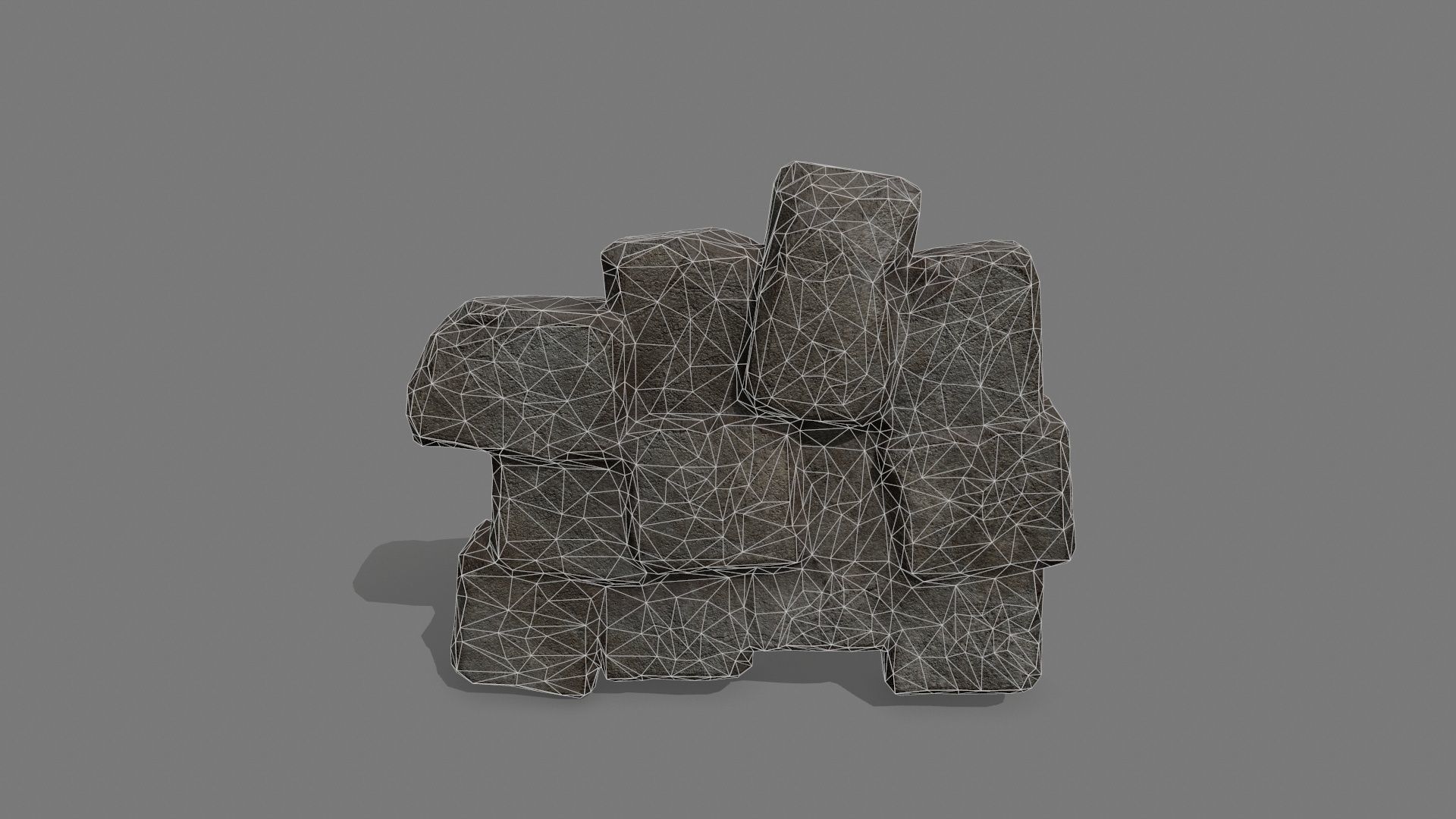 Stone Set block Low-poly 3D model_3