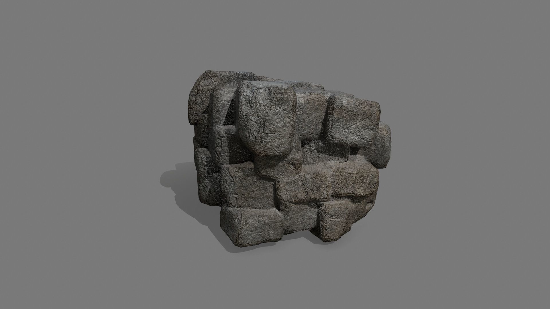 Stone Set block Low-poly 3D model_7