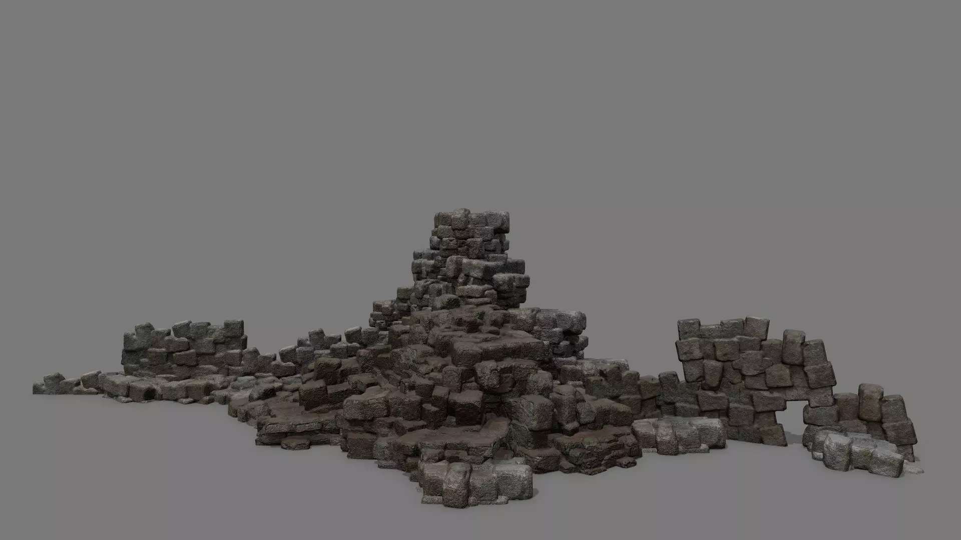 Stone Set block Low-poly 3D model_0