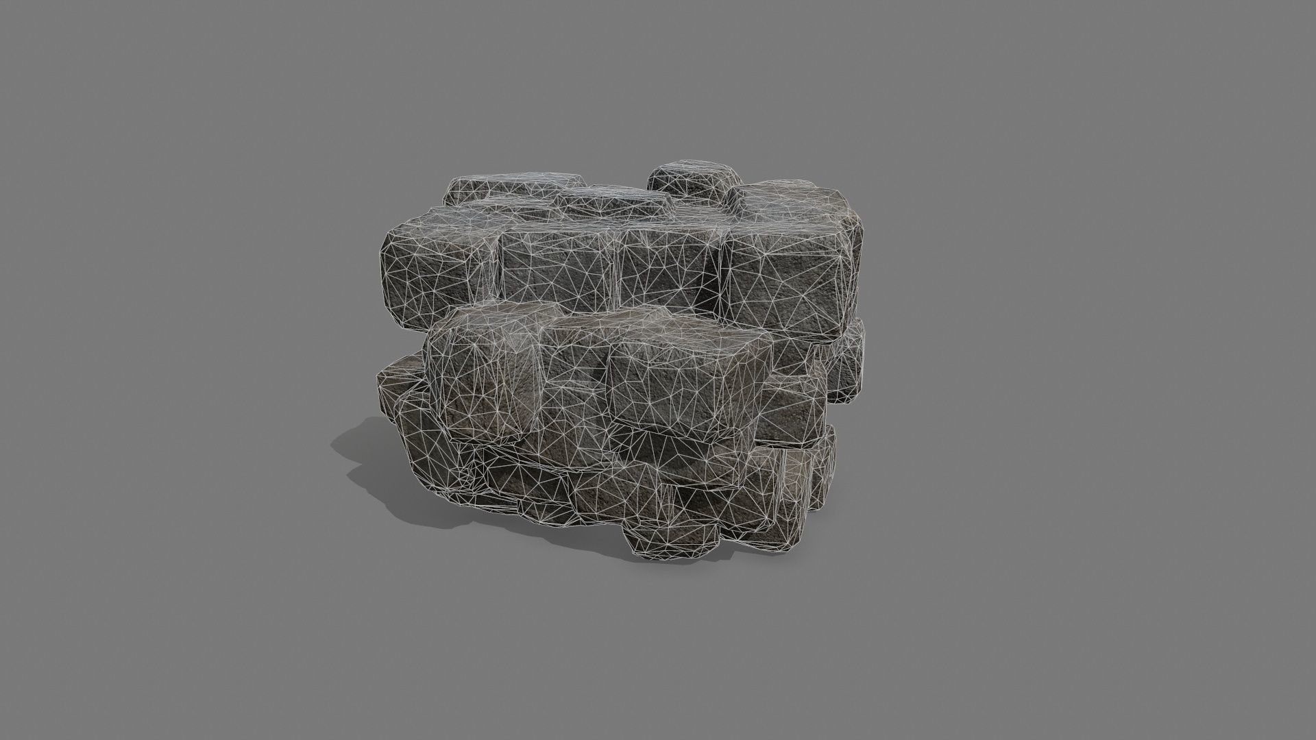 Stone Set block Low-poly 3D model_11