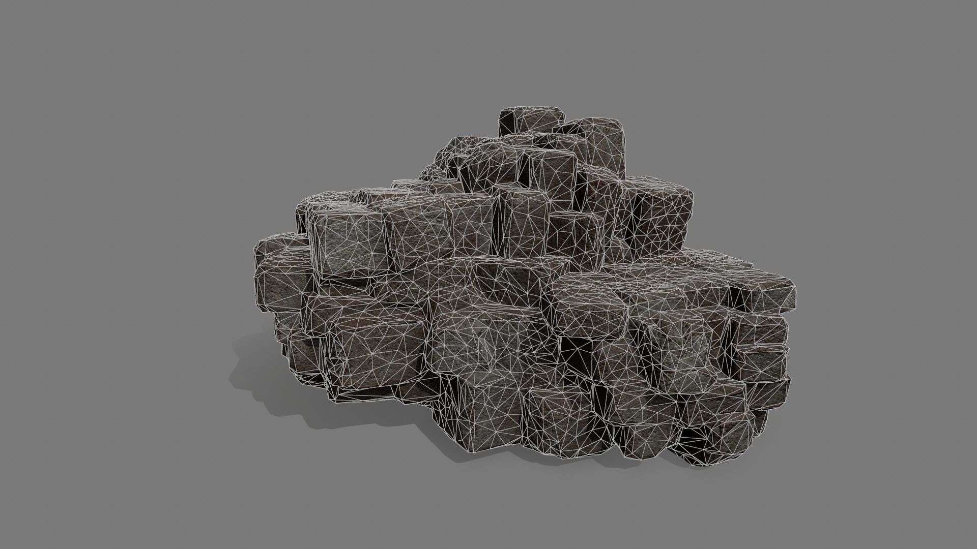 Stone Set block Low-poly 3D model_17