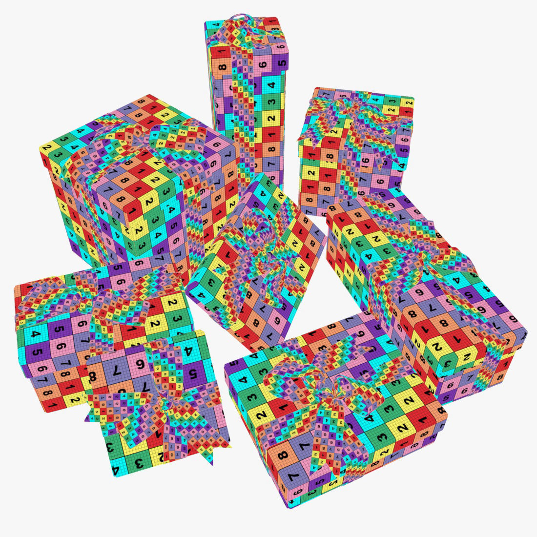 Gift boxes with bows part 1 3D model_27