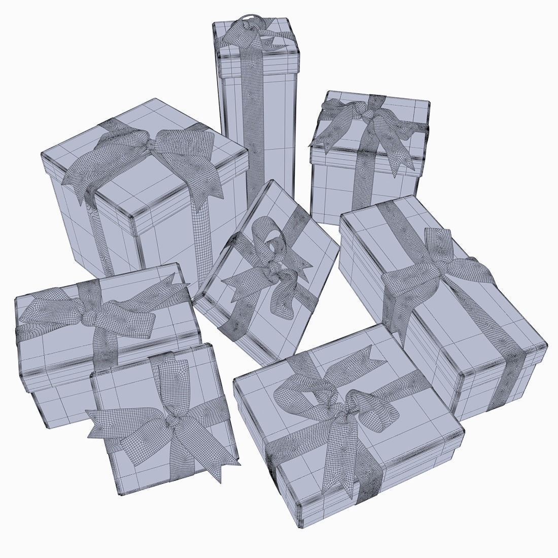 Gift boxes with bows part 1 3D model_25