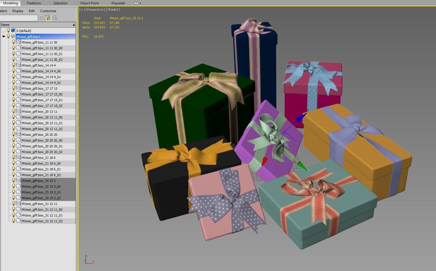 Gift boxes with bows part 1 3D model_26