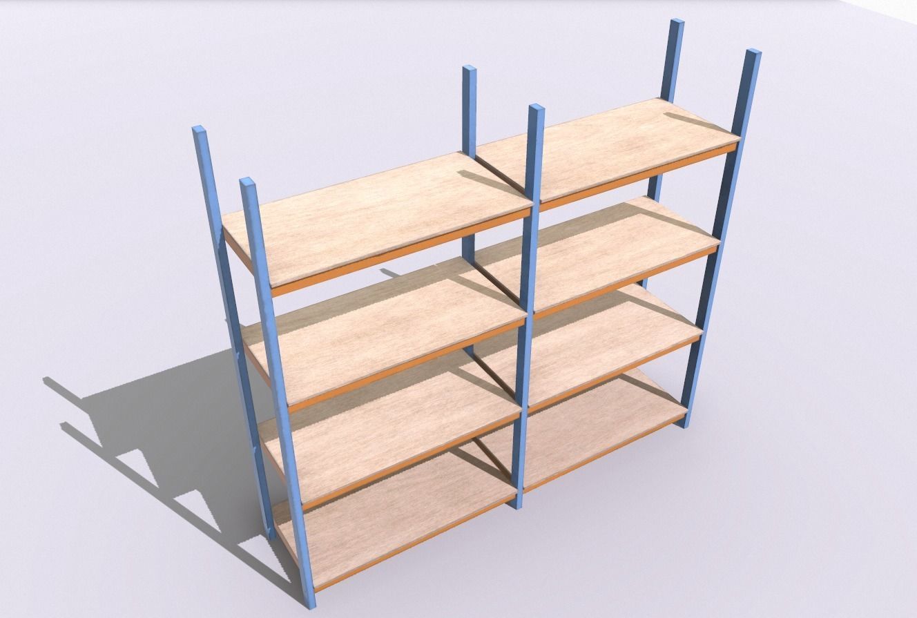 Industrial shelves 3 Low-poly 3D model_7