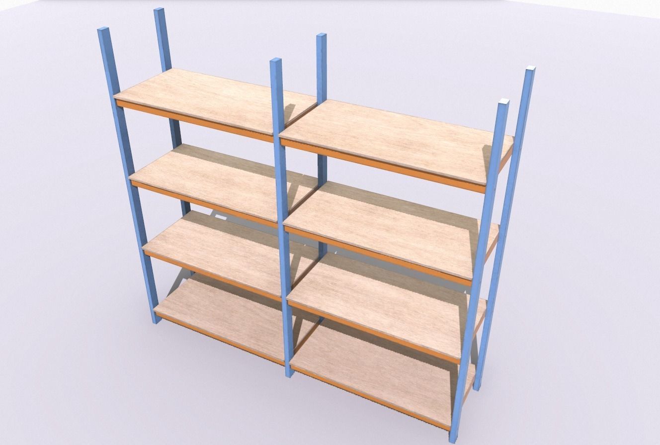 Industrial shelves 3 Low-poly 3D model_6