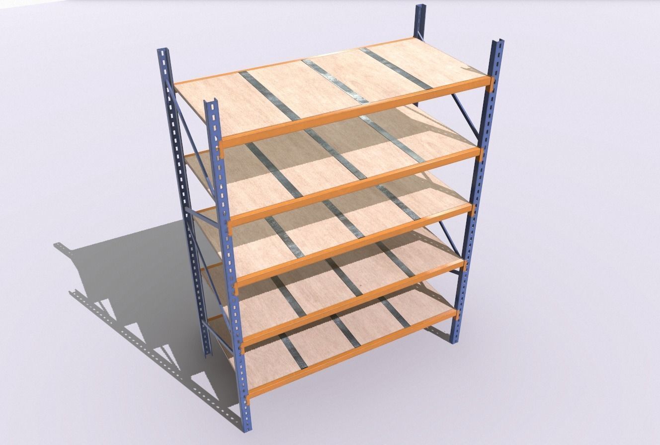 Industrial shelves 3 Low-poly 3D model_5