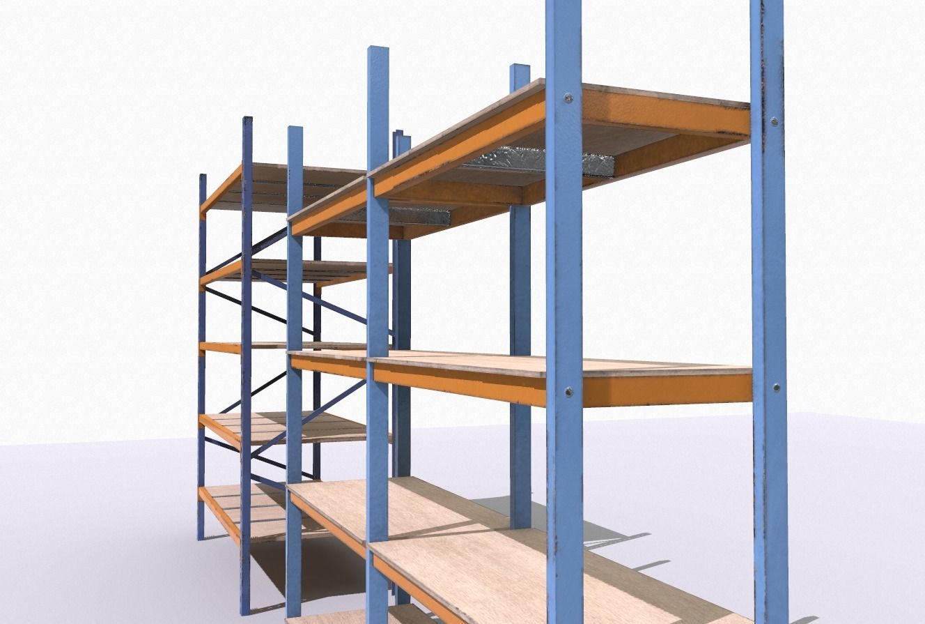 Industrial shelves 3 Low-poly 3D model_12