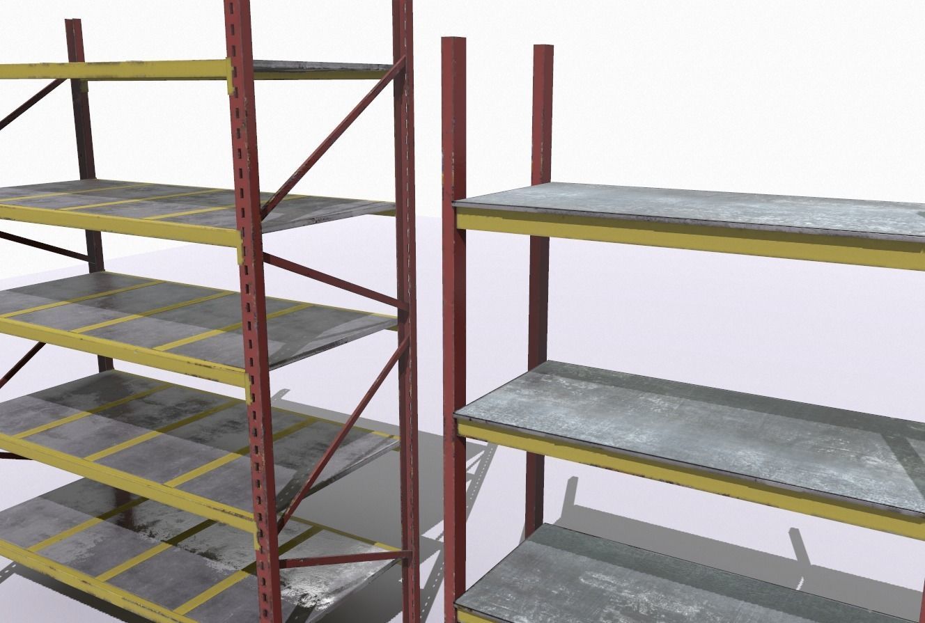 Industrial shelves 4 Low-poly 3D model_11