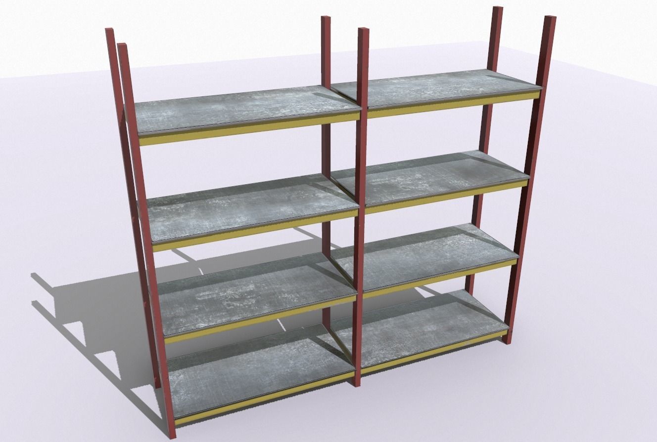 Industrial shelves 4 Low-poly 3D model_5