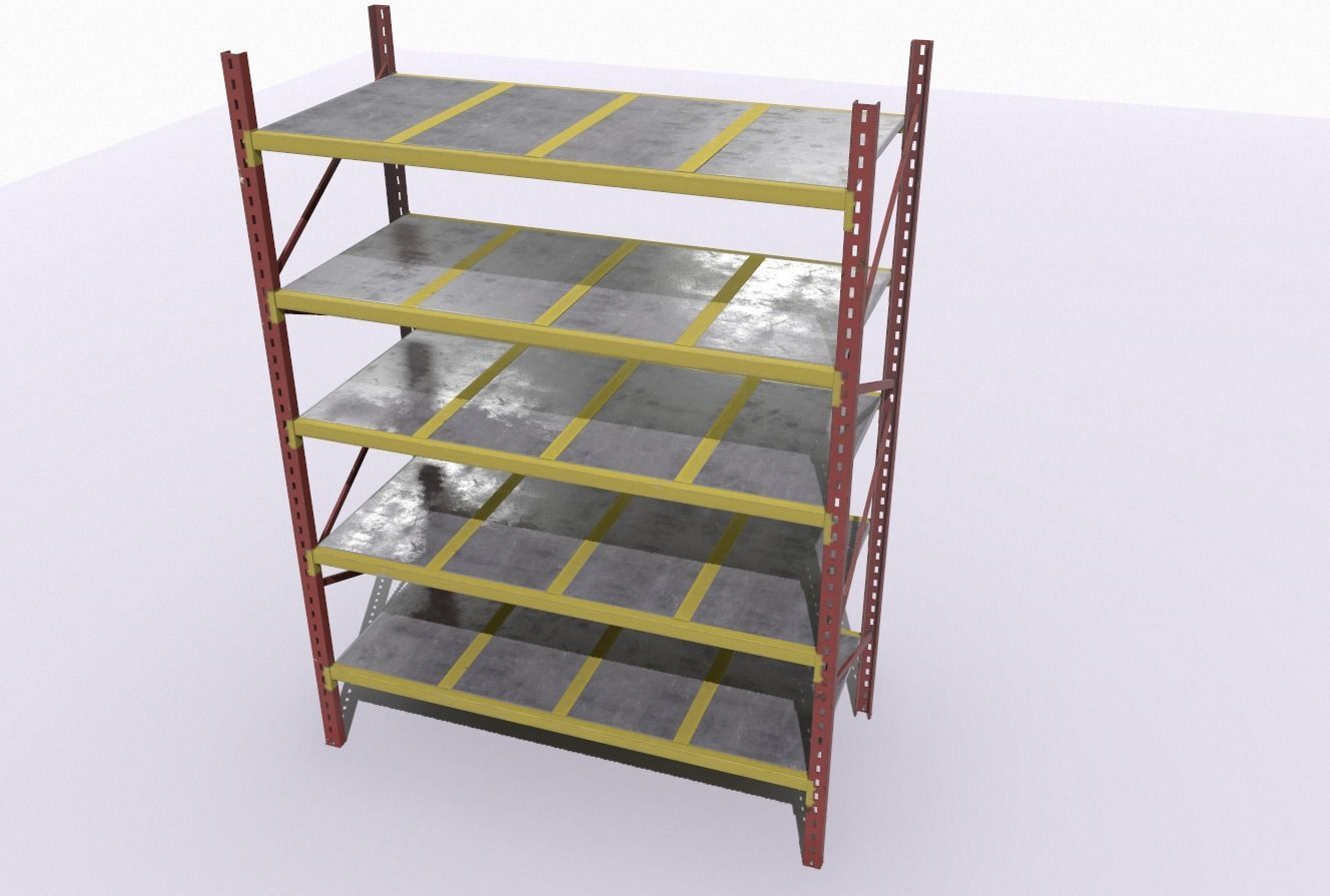 Industrial shelves 4 Low-poly 3D model_6