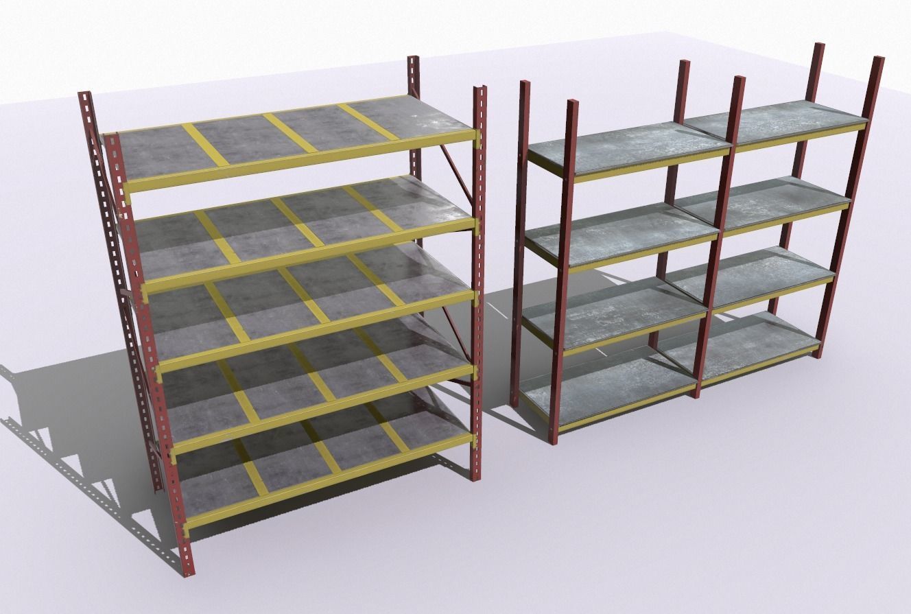 Industrial shelves 4 Low-poly 3D model_3