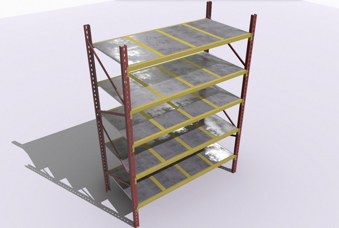 Industrial shelves 4 Low-poly 3D model_7