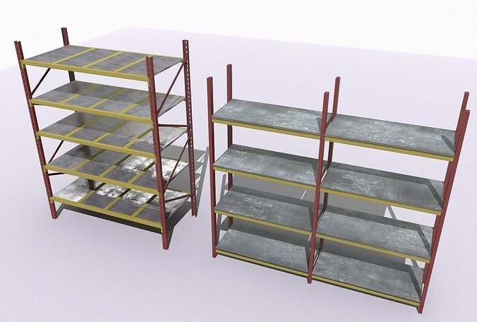 Industrial shelves 4 Low-poly 3D model