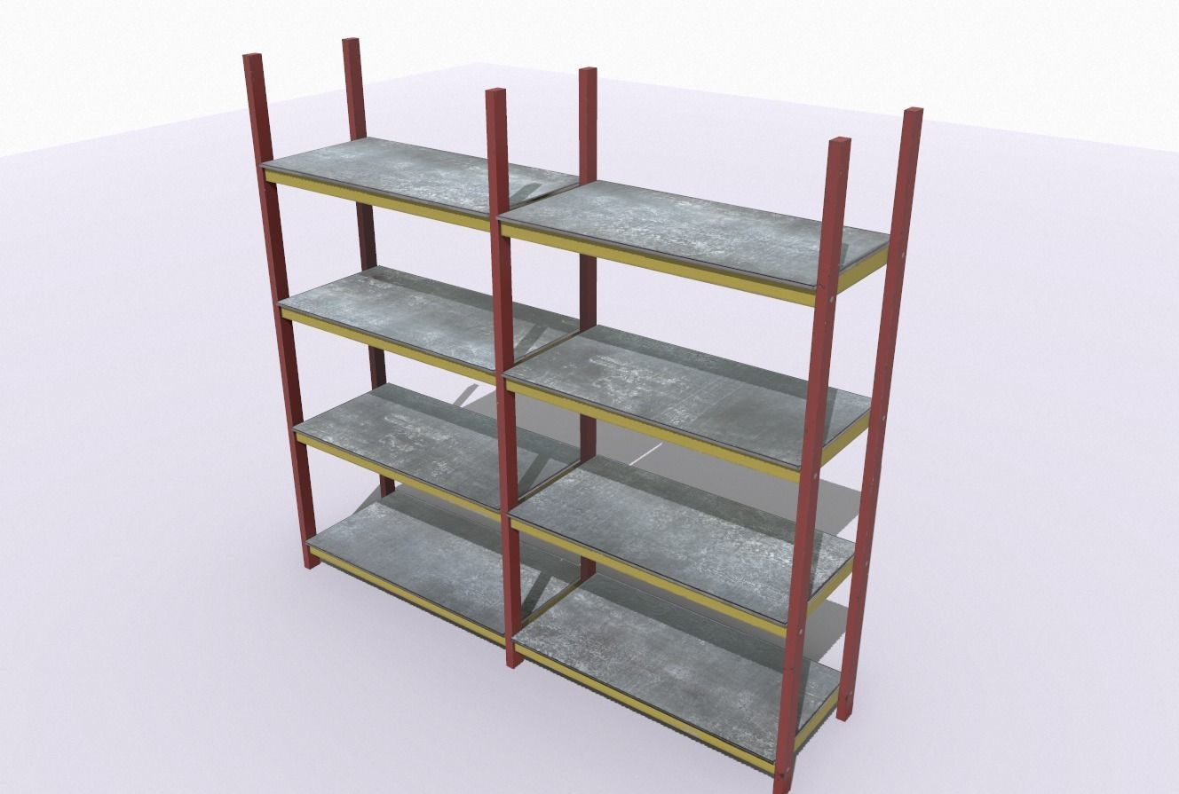 Industrial shelves 4 Low-poly 3D model_4