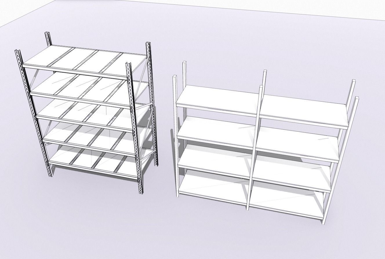 Industrial shelves 4 Low-poly 3D model_8