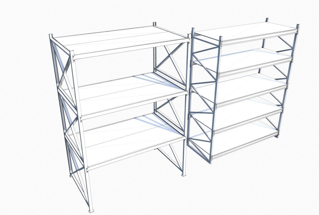Industrial shelves 5 Low-poly 3D model_13