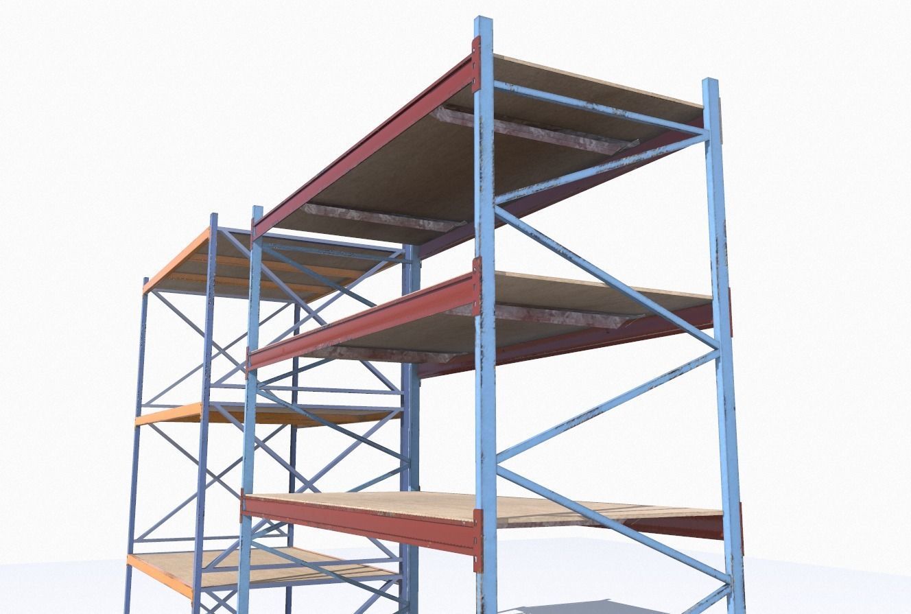 Industrial shelves 5 Low-poly 3D model_10