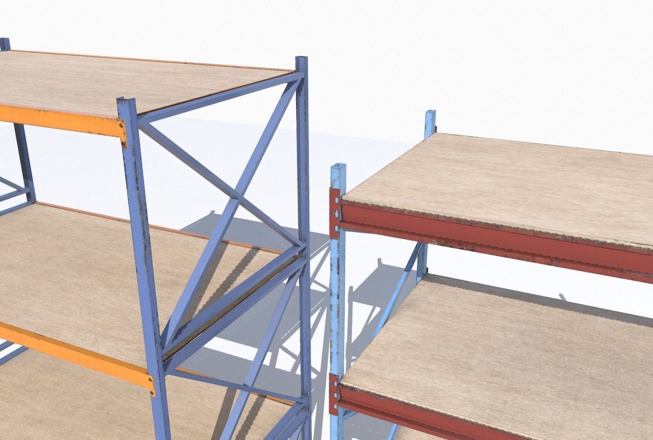 Industrial shelves 5 Low-poly 3D model_9