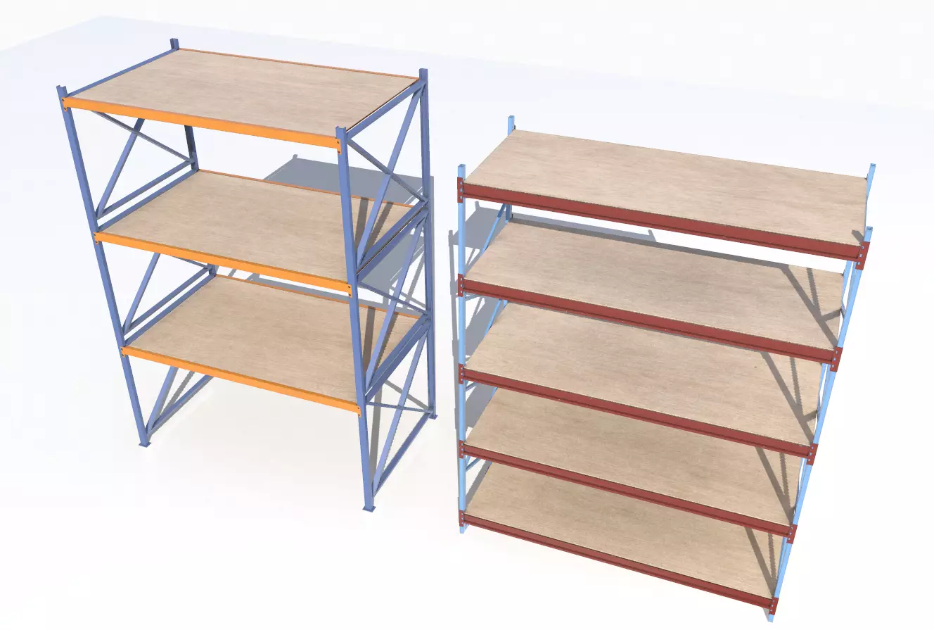 Industrial shelves 5 Low-poly 3D model_0