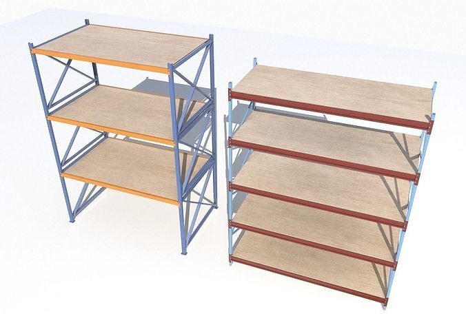 Industrial shelves 5 Low-poly 3D model