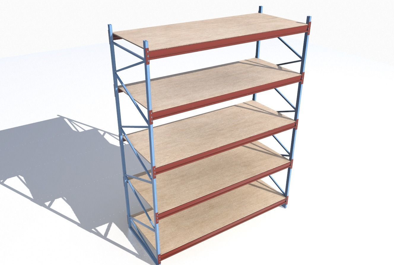 Industrial shelves 5 Low-poly 3D model_5
