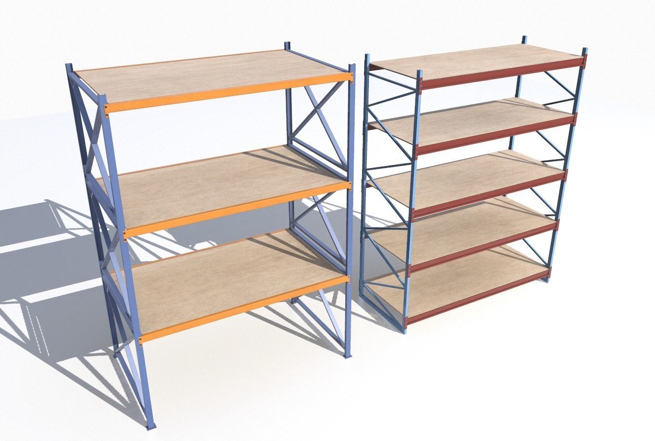 Industrial shelves 5 Low-poly 3D model_3