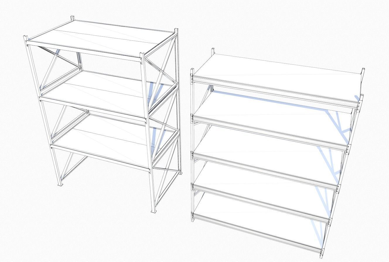 Industrial shelves 5 Low-poly 3D model_12